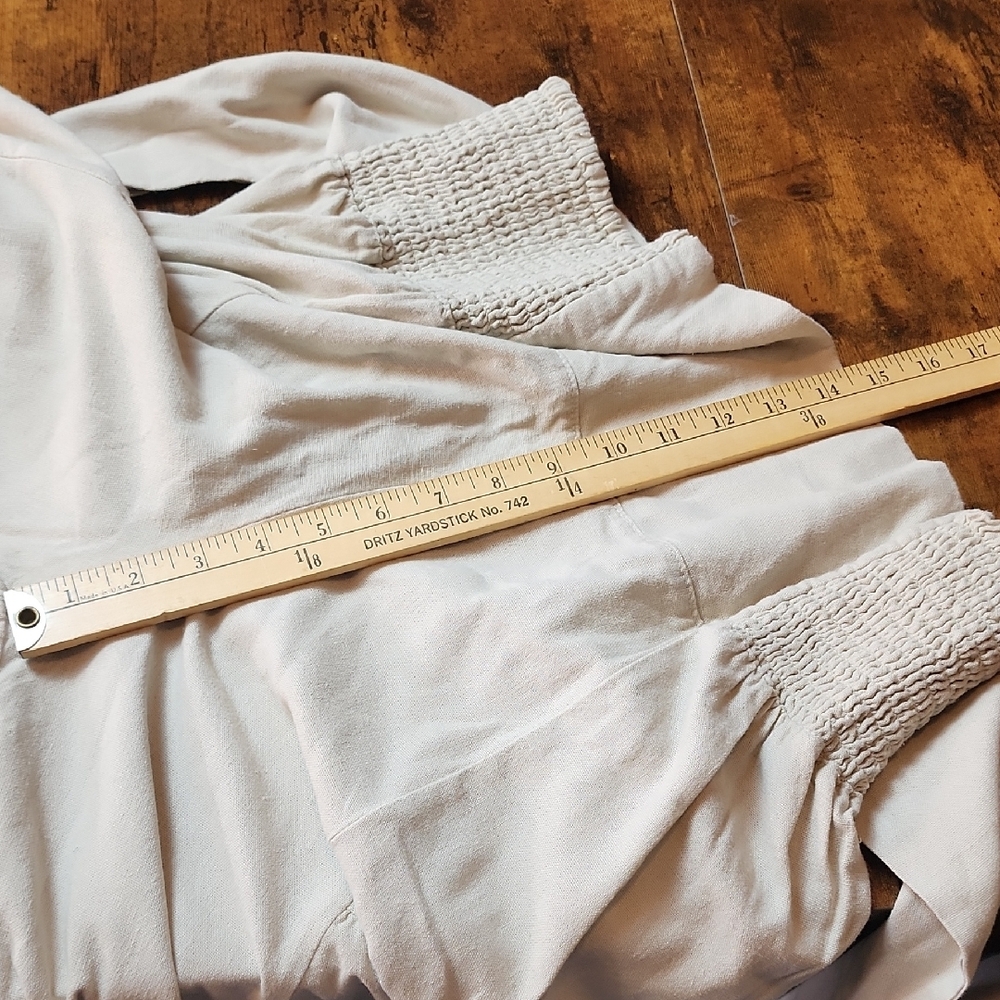 HAPPILY GREY | Beige Rayon Linen Blend Wide-Leg Tie Waist Boho Patch Pants | XL - Picture 10 of 11